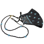 Dana Levy Evil Eye Charm Beaded Face Covering Chain - Turquoise Eye Black Glass Bead Chain With Evil Eye Bandana Face Covering