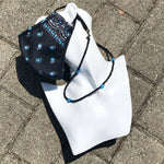 Dana Levy Evil Eye Bandana Face Covering - With Evil Eye Chain on Mannequin