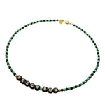 Dana Levy Enamel Personalised Name Two Tone Glass Bead Necklace - Beach Bum Black Enamel Green Black Glass Beads