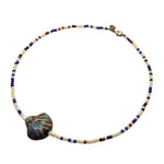 Dana Levy Porcelain Seashell Charm Glass Rocaille Bead Mix Necklace - Blue/Brown/Cream