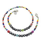Dana Levy Personalised Alphabet Lucky Charm Balagan Glass Bead Face Covering Chain - Better Days Are Coming - Black Beads White Text