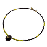 Dana Levy Ceramic Evil Eye Egg Charm Glass Bead Mix Necklace - Black Evil Eye Egg / Black / Olive / Dark Orange