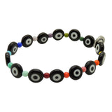 Dana Levy Rainbow Glass Evil Eye Charm Bracelet - Black Evil Eye Antique Silver Plate