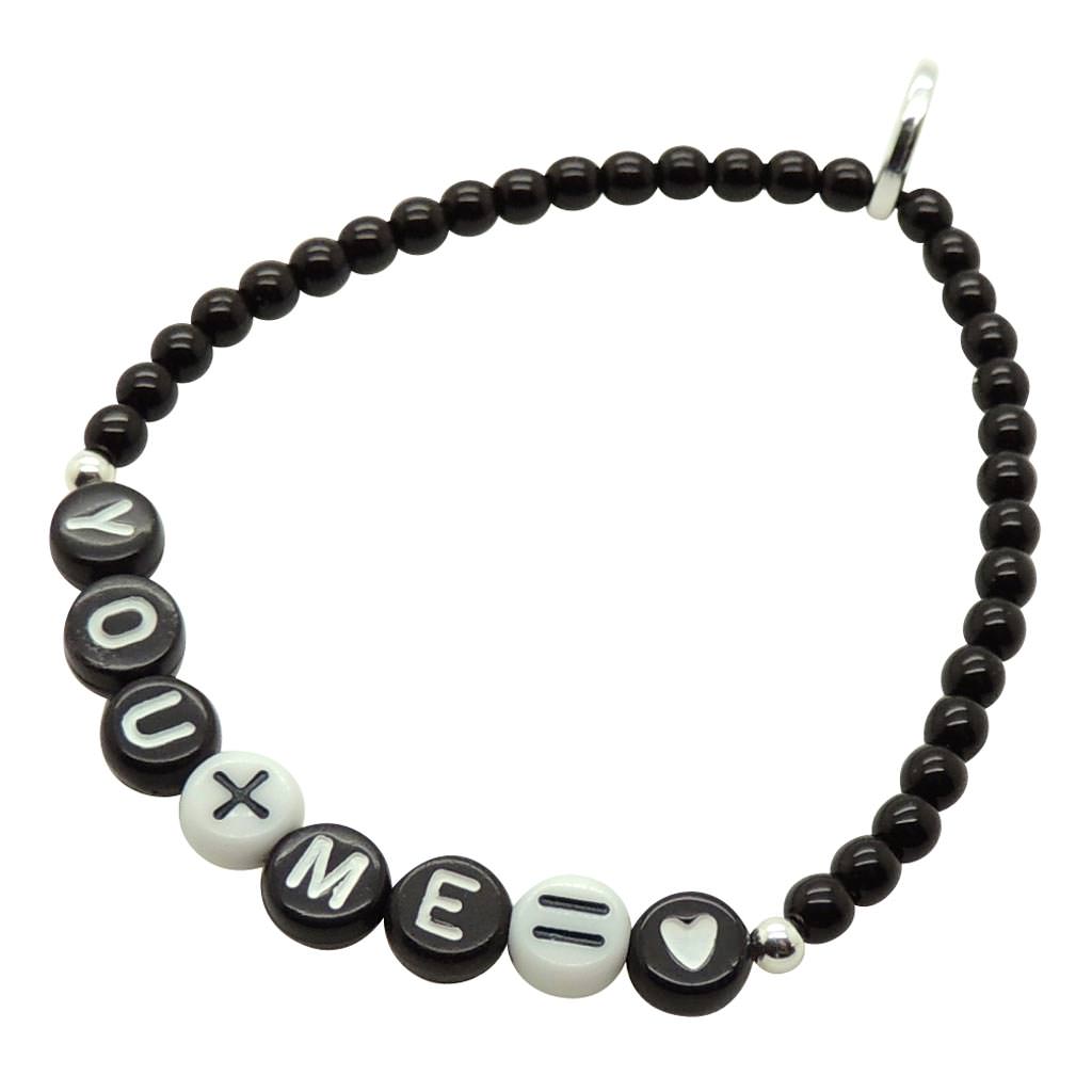 Dana Levy Do The Math Personalised Glass Bead Bracelet - Black You + Me 