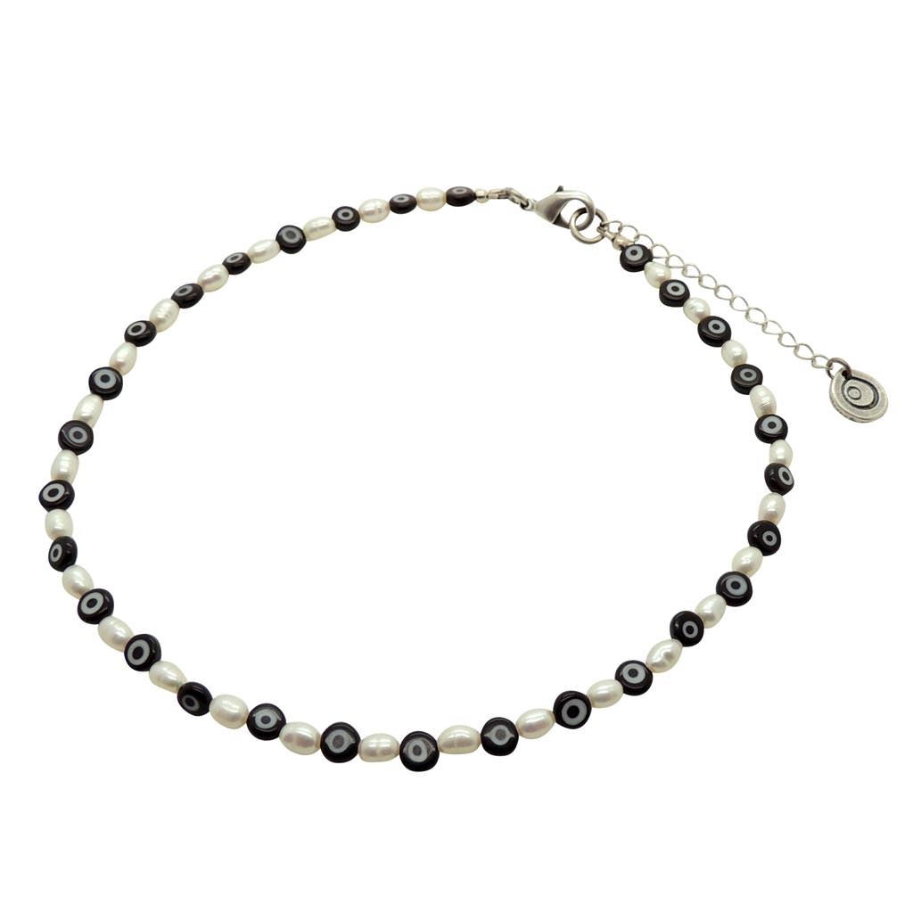 Dana Levy Mini Evil Eye Charm Freshwater Pearl Choker - Black Evil Eye