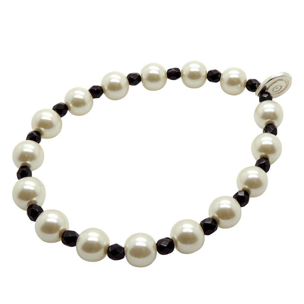 Dana Levy Faux Pearl Faceted Glass Bead Bracelet - Jet Black
