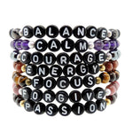 Dana Levy Spiritual Healing Gemstone Bead Bracelet - Black Letters Stack