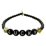 Dana Levy Get Lucky Alphabet Glass Bead Bracelet - Black Gold