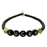 Dana Levy Get Lucky Alphabet Glass Bead Bracelet - Black Gold