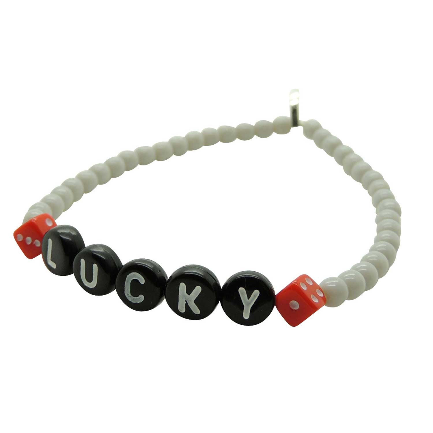 Dana Levy Get Lucky Alphabet Glass Bead Bracelet - Black Grey 