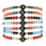 Dana Levy Initial Alphabet Letter Charm Glass Bead Bracelet - Black A to G Stack
