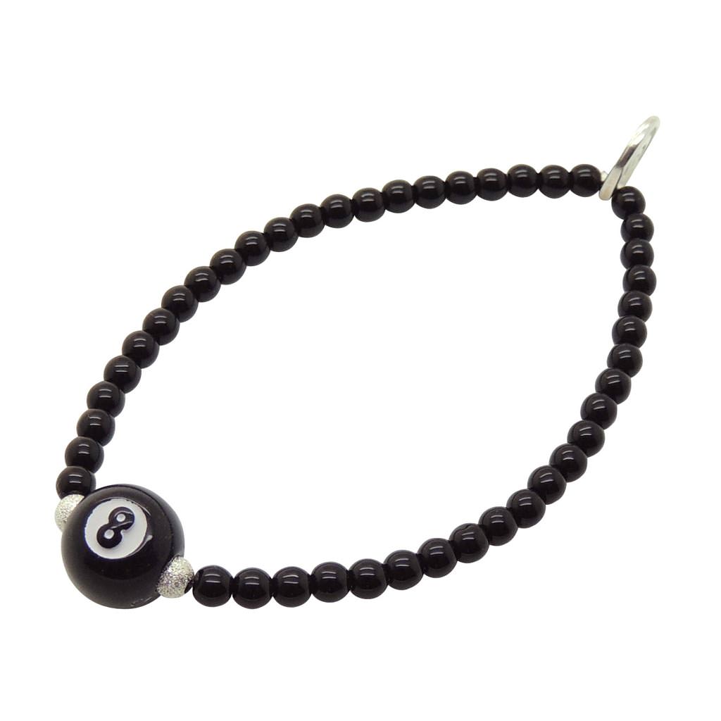 Dana Levy Magic 8 Ball Charm Glass Bead Bracelet - Black / Shiny Silver