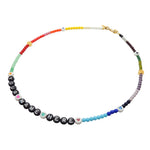 Dana Levy DIY Personalised Name Alphabet Rainbow Beaded Necklace - Black Letters White Text