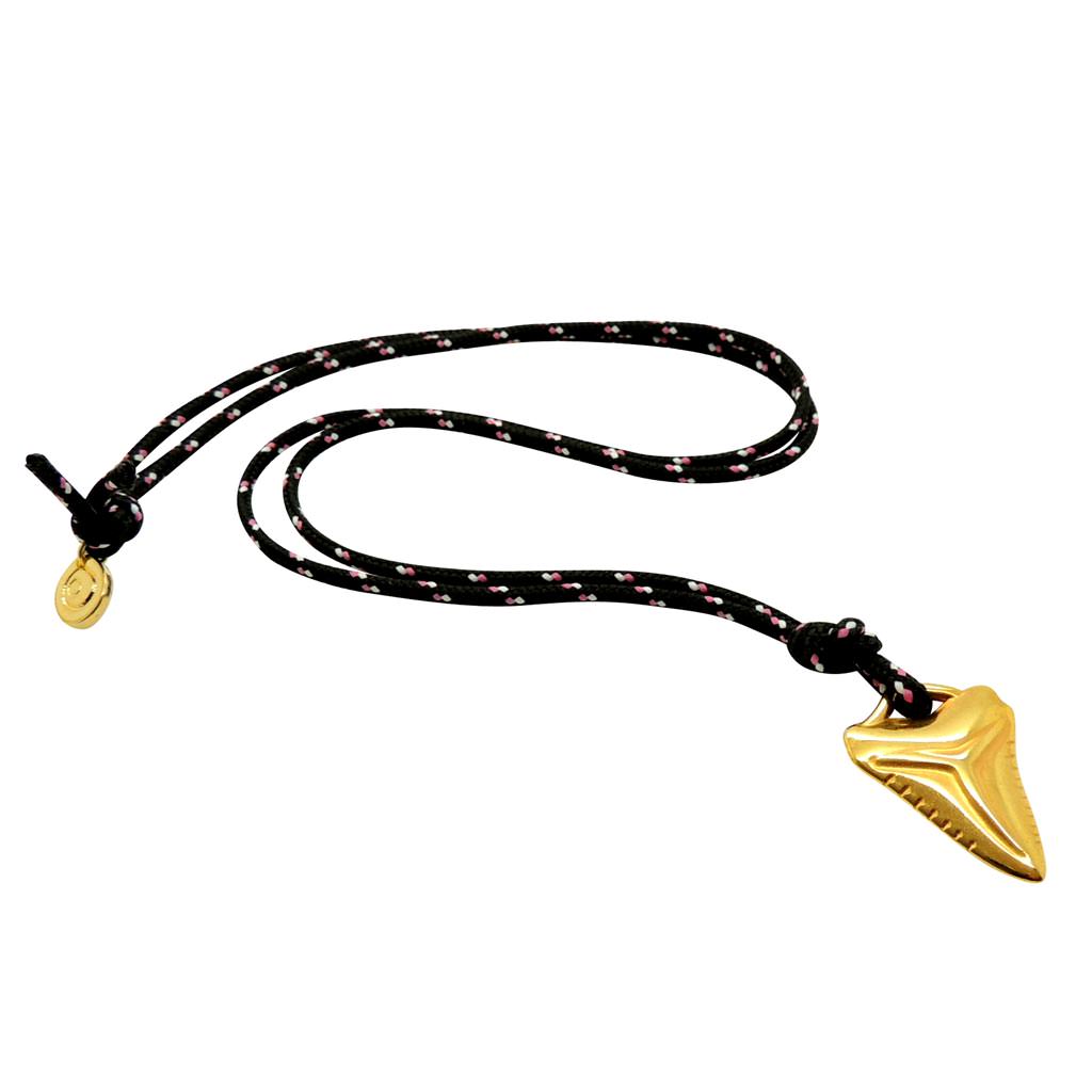 Dana Levy Shark Tooth Charm Nautical Cord Necklace - Black 