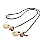 Dana Levy Seashell Charm Nautical Cord Glasses Chain - Black Cord Royal Red Evil Eye