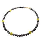 Dana Levy Smiley Charm Tie Dye Gemstone Bead Necklace - Black 