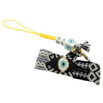 Dana Levy Personalised Initial Lucky Charm Beaded Maxi Friendship Phone Strap - Black Evil Eye on Black/Grey Mix Strap