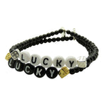 Dana Levy Get Lucky Alphabet Glass Bead Bracelets x 2 Black Silver Gold Dice