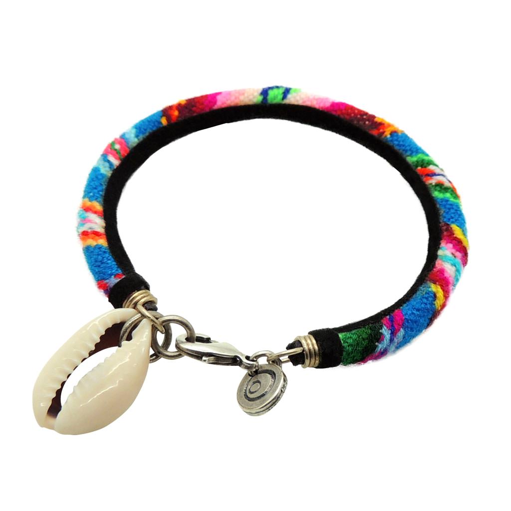 Dana Levy Cowrie Seashell Charm Lima Friendship Bracelet - Blue Mix