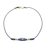 Dana Levy Enamel Evil Eye Barrel Charm Nautical Cord Necklace - Blue Evil Eye / Navy Cord