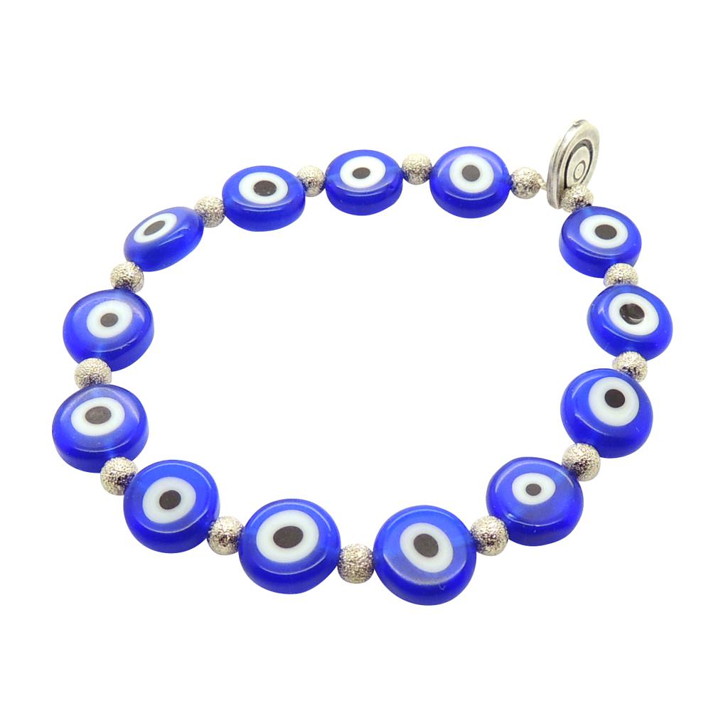 Dana Levy Glass Evil Eye Charm Bracelet - Royal Blue Silver Stardust