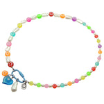 Dana Levy Multicolour Mini Maxi Smiley Charm Trio Freshwater Pearl Necklace - Sky Blue Clasp
