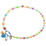Dana Levy Multicolour Mini Maxi Smiley Charm Trio Freshwater Pearl Necklace - Sky Blue Clasp