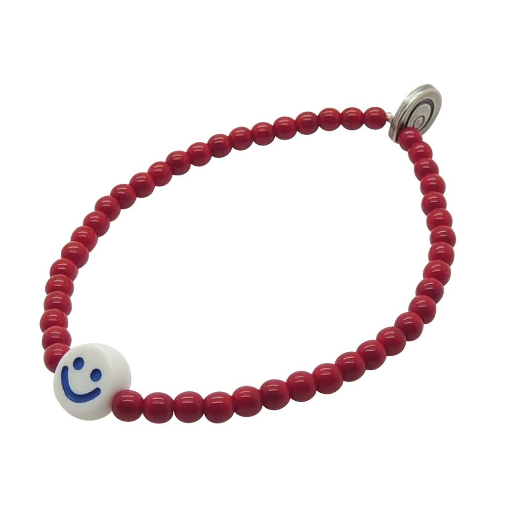Dana Levy Maxi Opaque Smiley Charm Glass Bead Bracelet - Royal Blue Red Glass Bead