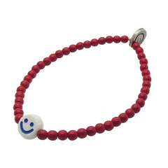 Dana Levy Maxi Opaque Smiley Charm Glass Bead Bracelet - Royal Blue Red Glass Bead