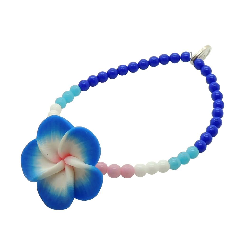 Dana Levy Tropical Flower Charm Glass Bead Bracelet - Blue Turquoise White Light Pink