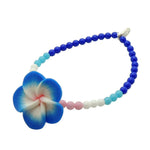 Dana Levy Tropical Flower Charm Glass Bead Bracelet - Blue Turquoise White Light Pink