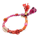 Dana Levy Beach Charms Bandana Braid Anklet - Fuchsia/Pink/Orange/Red - Pink/Orange Charms