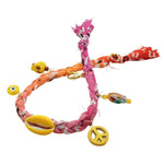 Dana Levy Beach Charms Bandana Braid Friendship Bracelet - Fuchsia/Pink/Orange/Red- Yellow Charms