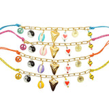 Dana Levy Treasure island Lucky Charms Nautical Cord Necklace - Detail Turquoise Pink Orange Yellow