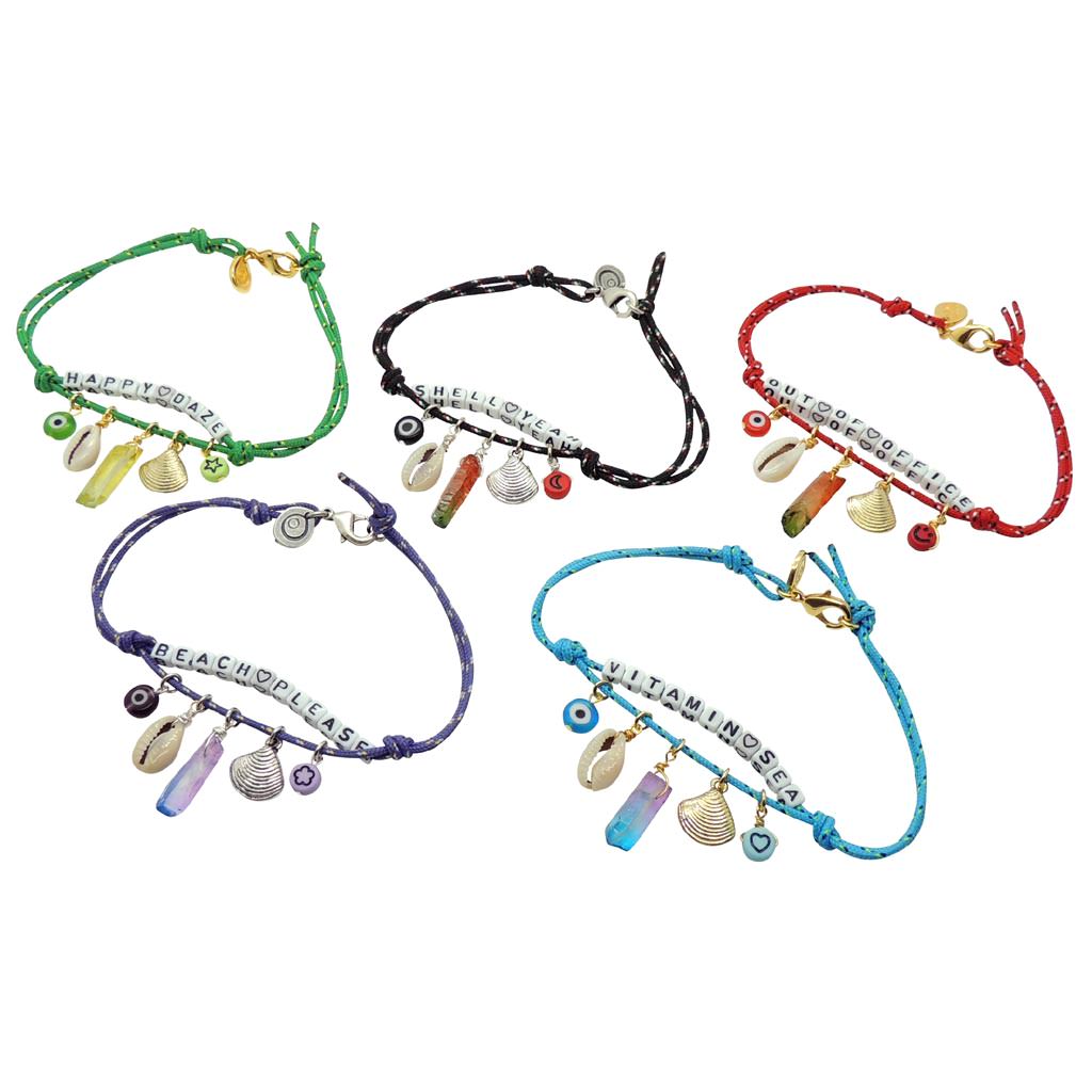 Dana Levy Treasure Island Nautical Cord Anklet - Green Black Red Purple Turquoise