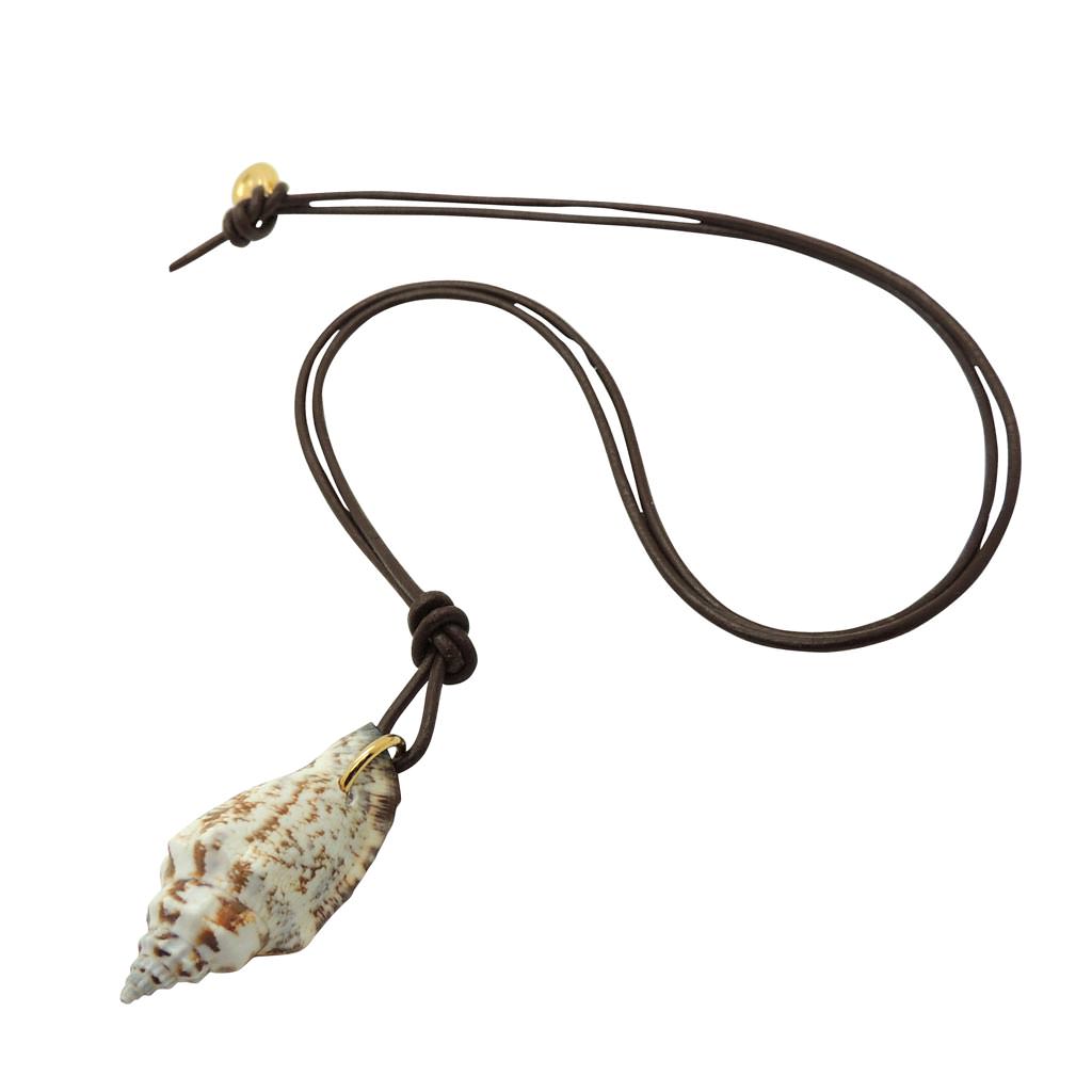 Dana Levy Conch Seashell Leather Cord Necklace - Dark Brown