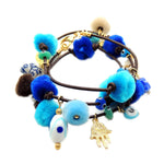 Dana Levy Azure Pompom Lucky Charms Leather Cord Bracelet - Gold Brown