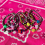 Dana Levy Multicolour Smiley Face Charm Dotty Glass Bead Bracelet - Group Mix Pink Bandana