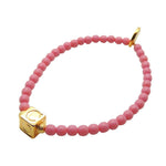 Dana Levy Alphabet Cube Charm Glass Bead Bracelet - Letter C Pink Glass Beads