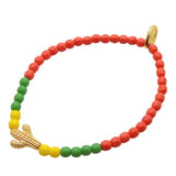 Dana Levy Cactus Charm Glass Bead Bracelet - Gold/Yellow/Apple Green/Coral