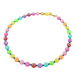 Dana Levy Maxi Ombre Rainbow Smiley Charm Faceted Glass Bead Necklace - Capri Blue