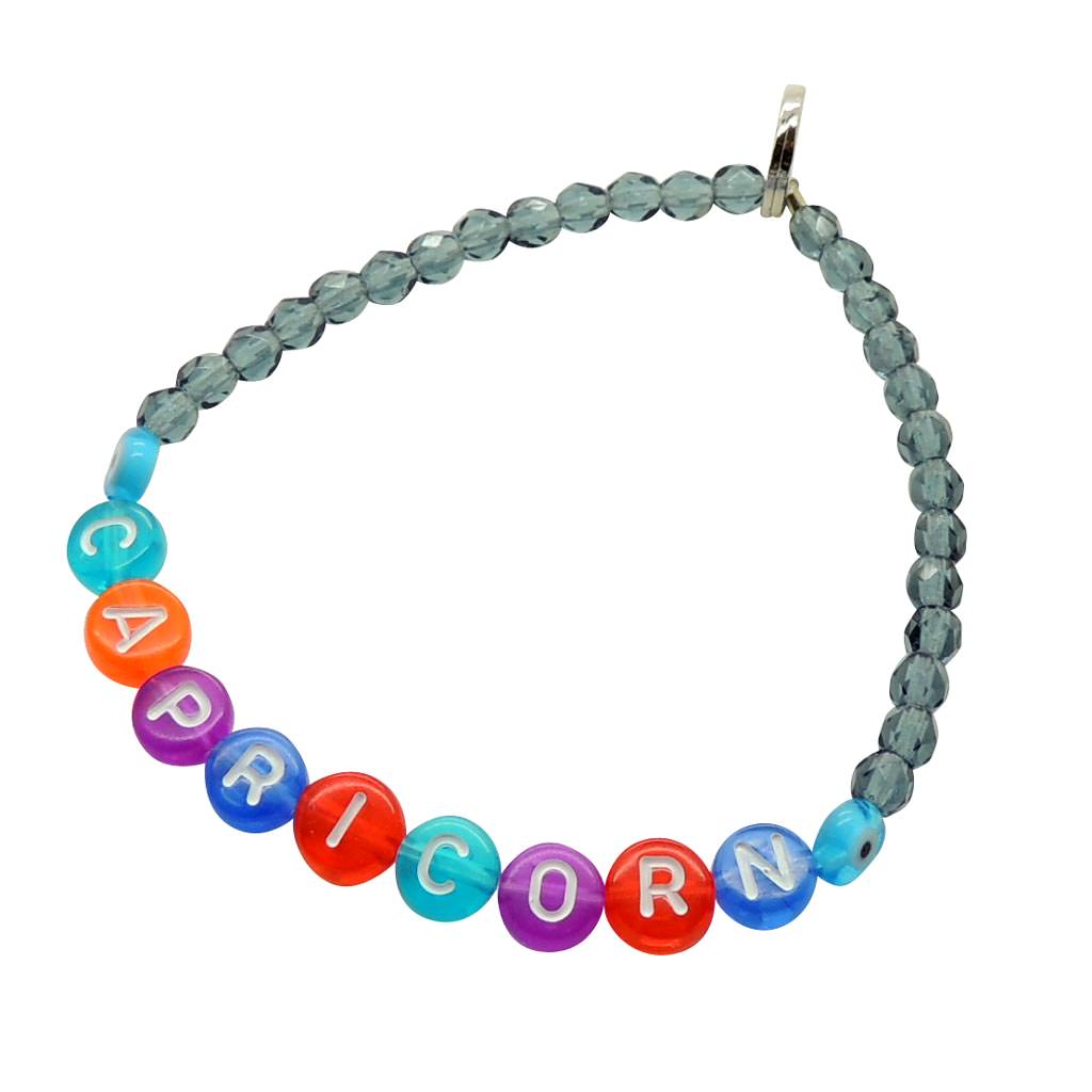 Dana Levy Limited Edition Multicolour Personalised Name Faceted Glass Bead Bracelet - Capricorn