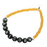 Dana Levy Zodiac Sign Alphabet Charm Faceted Glass Bead Bracelet - Capricorn Dark Orange