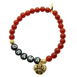 Dana Levy Drama Queen Alphabet Charm Gemstone Bead Bracelet - Antique Gold Carnelian