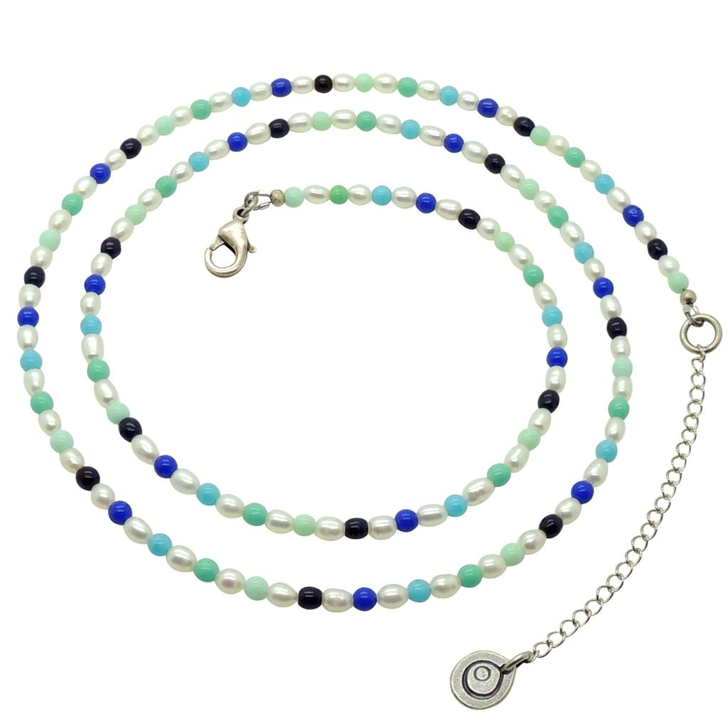 Dana Levy Ibiza Blue Freshwater Pearl Belly Chain Spiral - Antique Silver