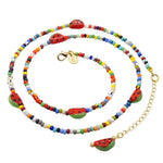 Dana Levy Watermelon Charm Balagan Multicolour Glass Bead Belly Chain Spiral - Gold Plate 