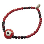 Dana Levy Ceramic Evil Eye Charm Glass Bead Mix Bracelet - Red Eye / Black/Red/Ruby