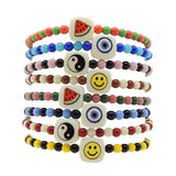 Dana Levy Watermelon Chiclet Charm Two Tone Glass Bead Bracelet - Symbol Mix Group Stack