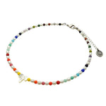 Dana Levy Mother of Pearl Shell Zodiac Symbol Freshwater Pearl Rainbow Glass Bead Choker - Aries