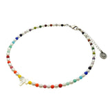 Dana Levy Mother of Pearl Shell Zodiac Symbol Freshwater Pearl Rainbow Glass Bead Choker - Aries